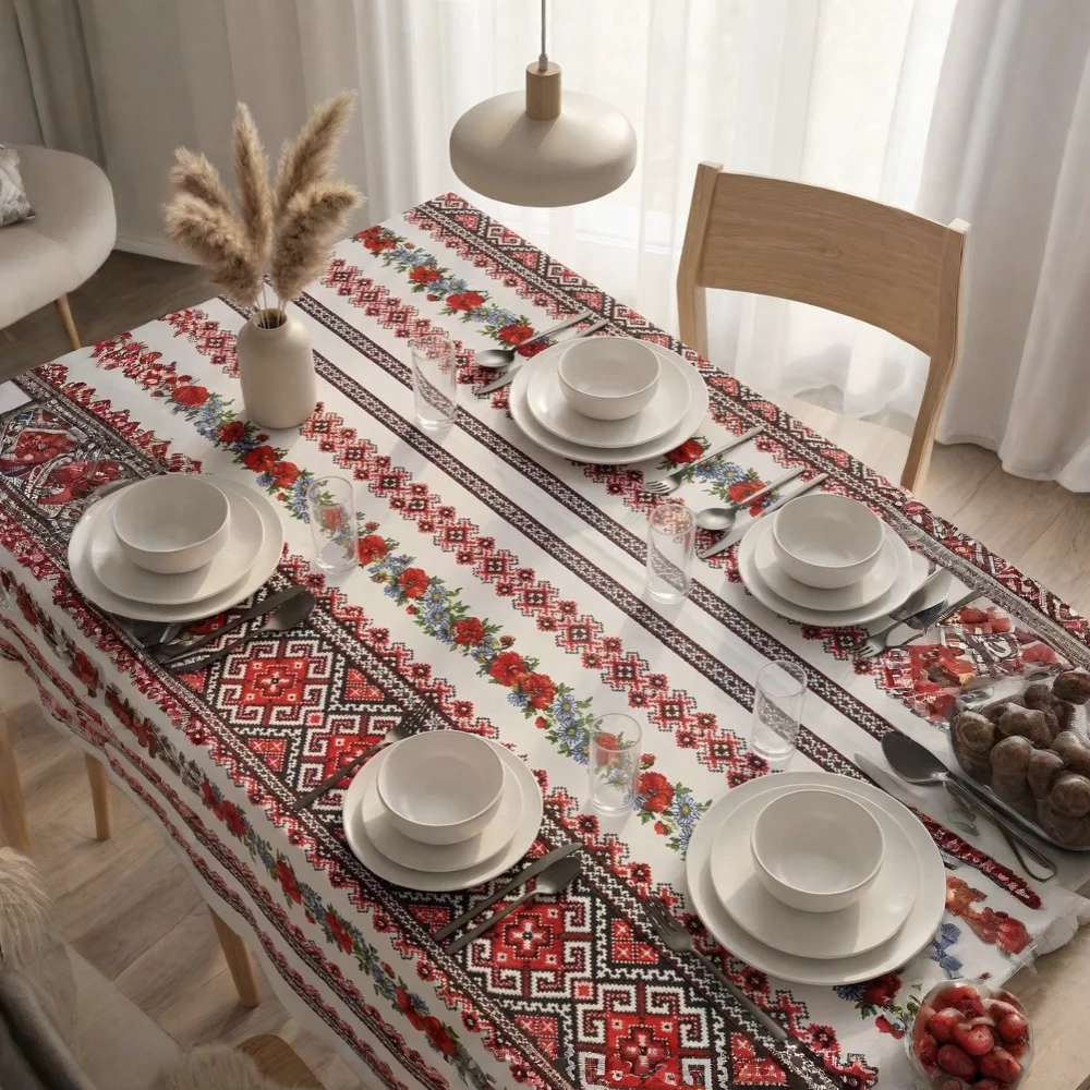Набір вишиванка волошки з маками 150*220