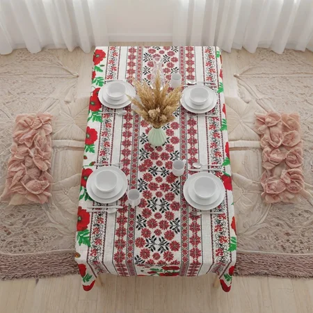 Скатертина орнамент з маками 150*220