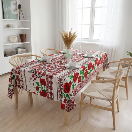 Скатертина орнамент з маками 150*220