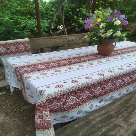 Скатертина вишиванка червона 150*220
