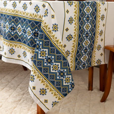 Скатертина вишиванка синя 150*220