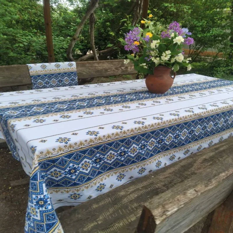 Скатертина вишиванка синя 150*220